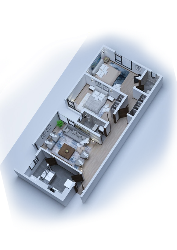 4 bedroom 3D floor plan rendering